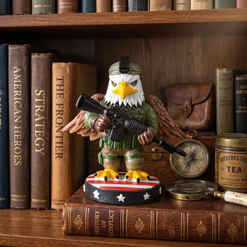 Independence Day Eagle Figurine Hand-Painted 4th of July Military Soldier Decor 3.1in