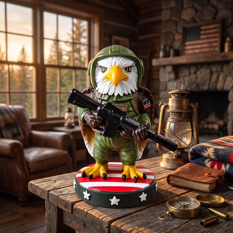 Independence Day Eagle Figurine Hand-Painted 4th of July Military Soldier Decor 3.1in