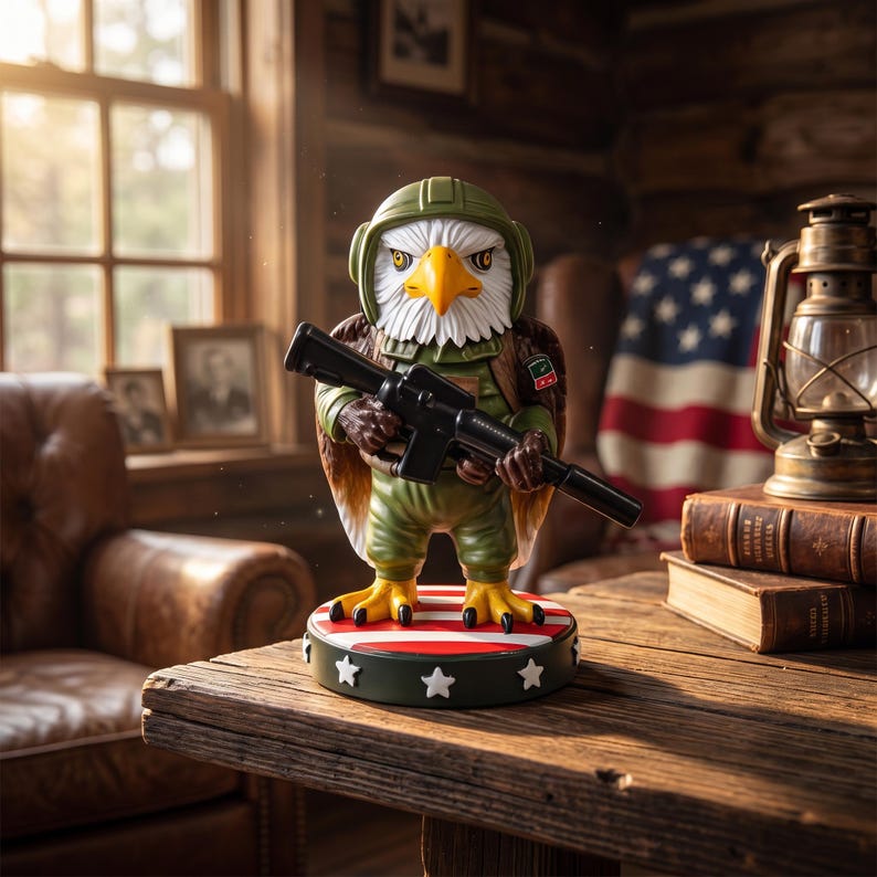 Independence Day Eagle Figurine Hand-Painted 4th of July Military Soldier Decor 3.1in