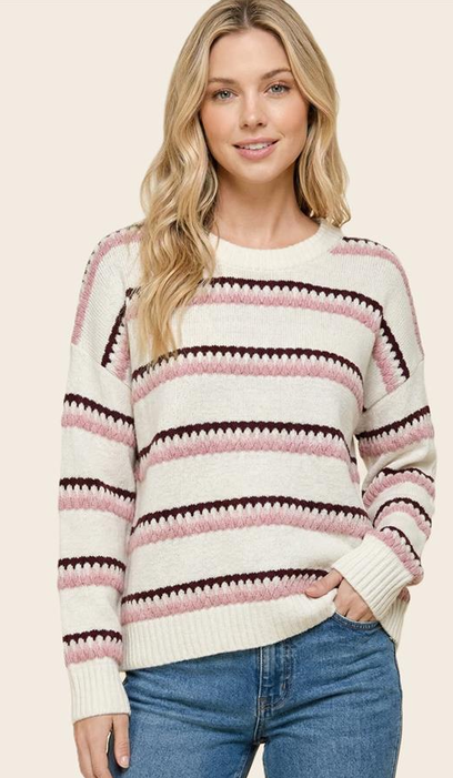 Tritone Stripe Pull Over Sweater (2-Colors)