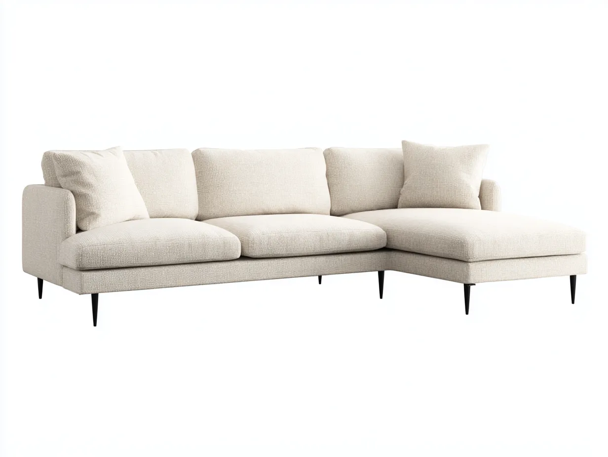 Ecksofa-Stoff-Metall-282x170x86 cm-Beige-Moderner Stil-Dengoloft