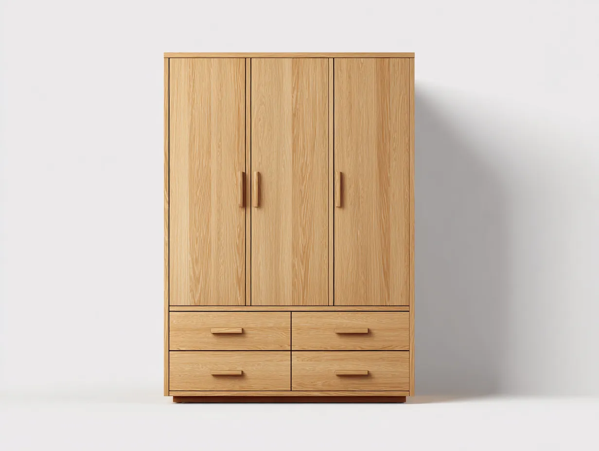 Kleiderschränke mit drei Türen-Eichenholz-Holzwerkstoff-159 x 58 x 187 cm-Naturfarben-Skandinavischer Stil-Dengoloft