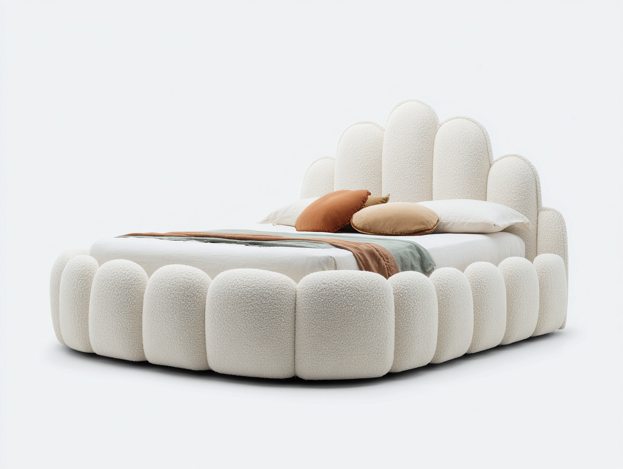 Cama doble tapizada 180x200x105 cm-blanco-diseño moderno para dormitorio