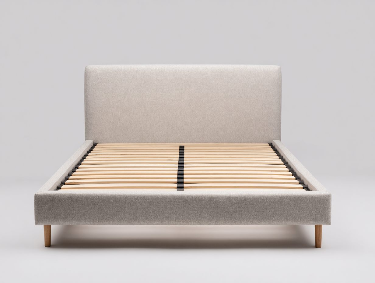 Cama doble tapizada 160x200x88 cm-beige-diseño moderno para dormitorio