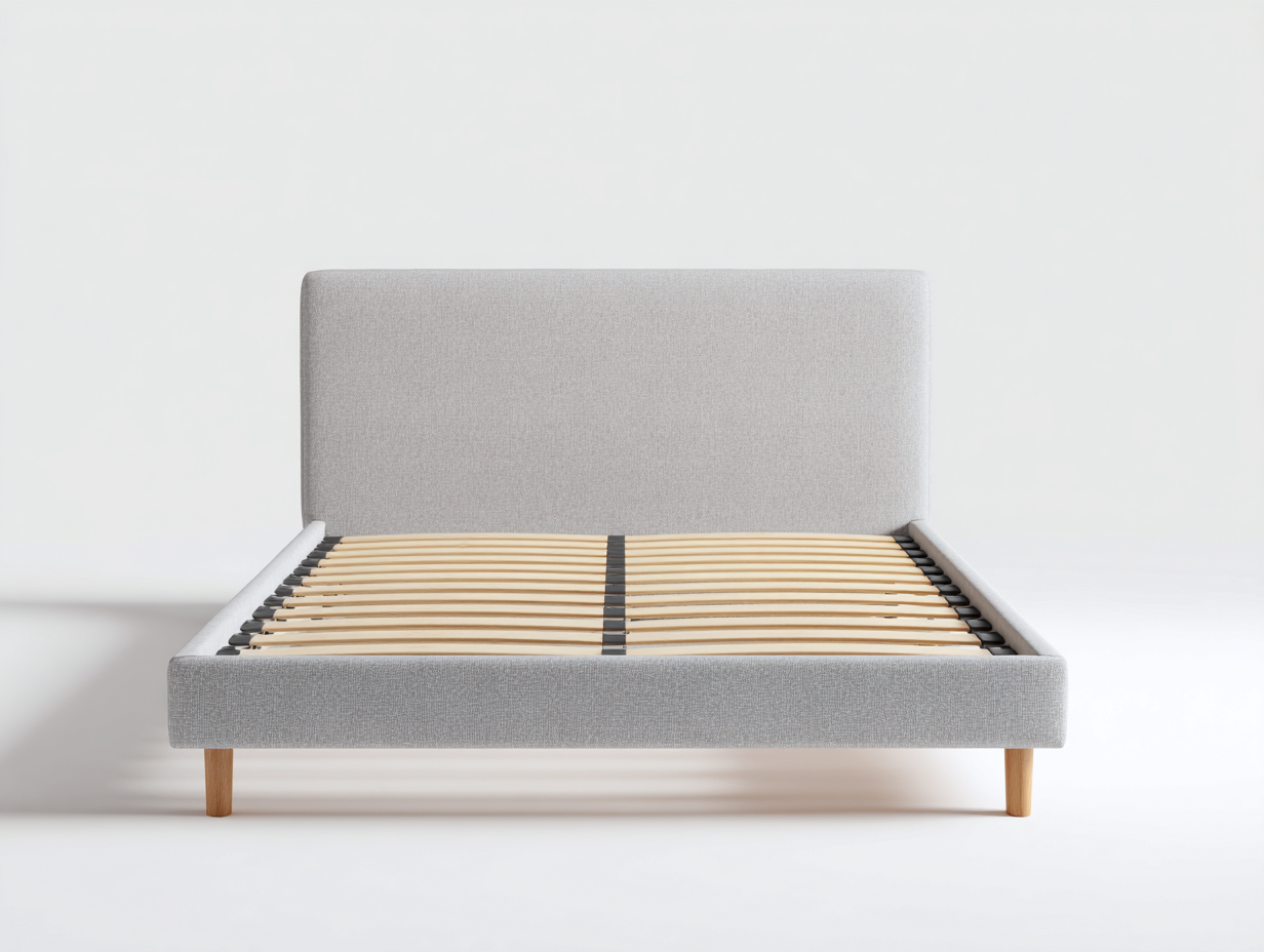 Cama doble tapizada 160x200x90 cm-gris claro-diseño moderno para dormitorio