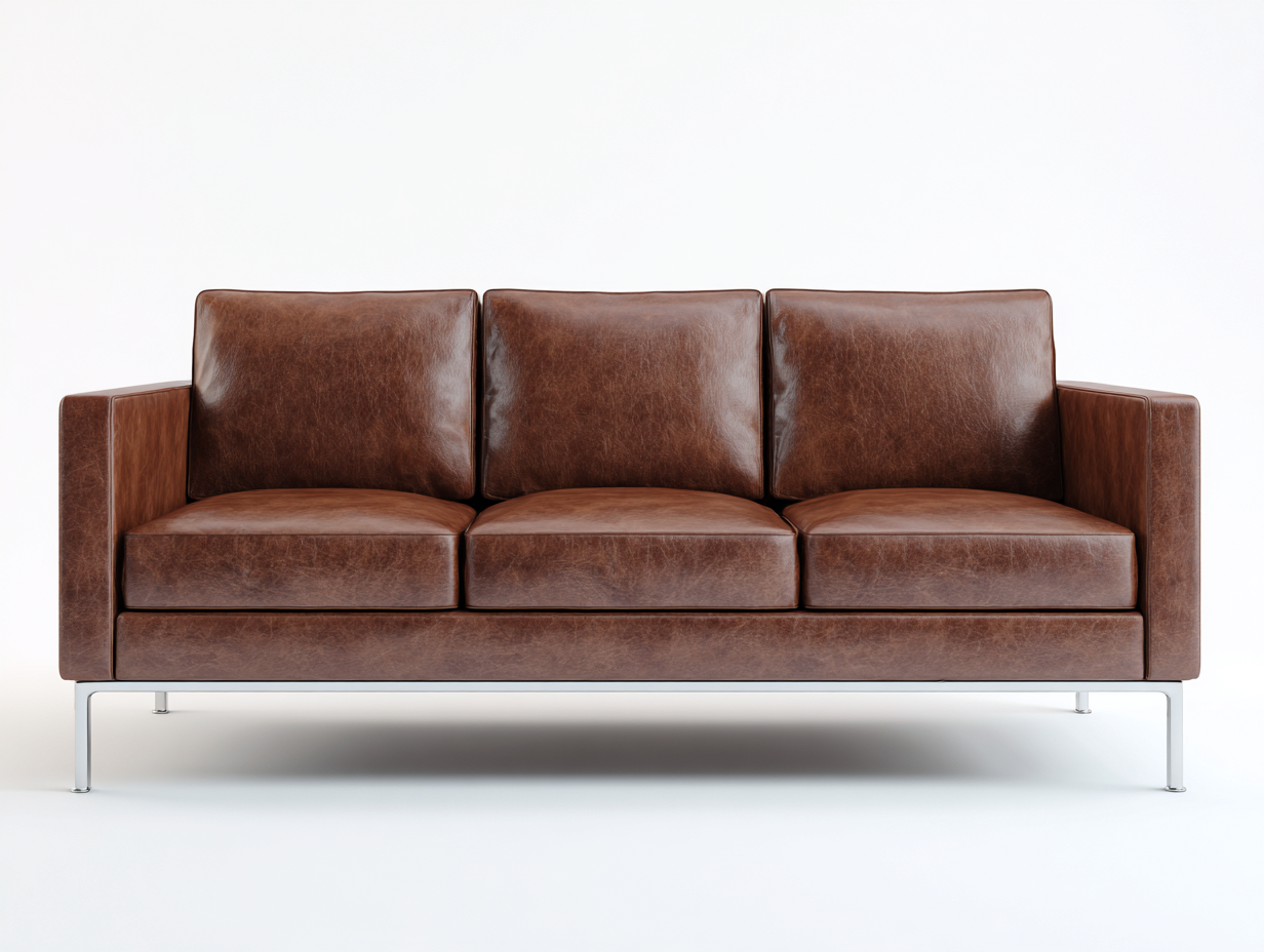 Sofás 3 plazas piel sintética y metal 215x88x82 cm marrón moderno-Dengethaus