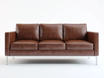 Sofás 3 plazas piel sintética y metal 215x88x82 cm marrón moderno-Dengethaus