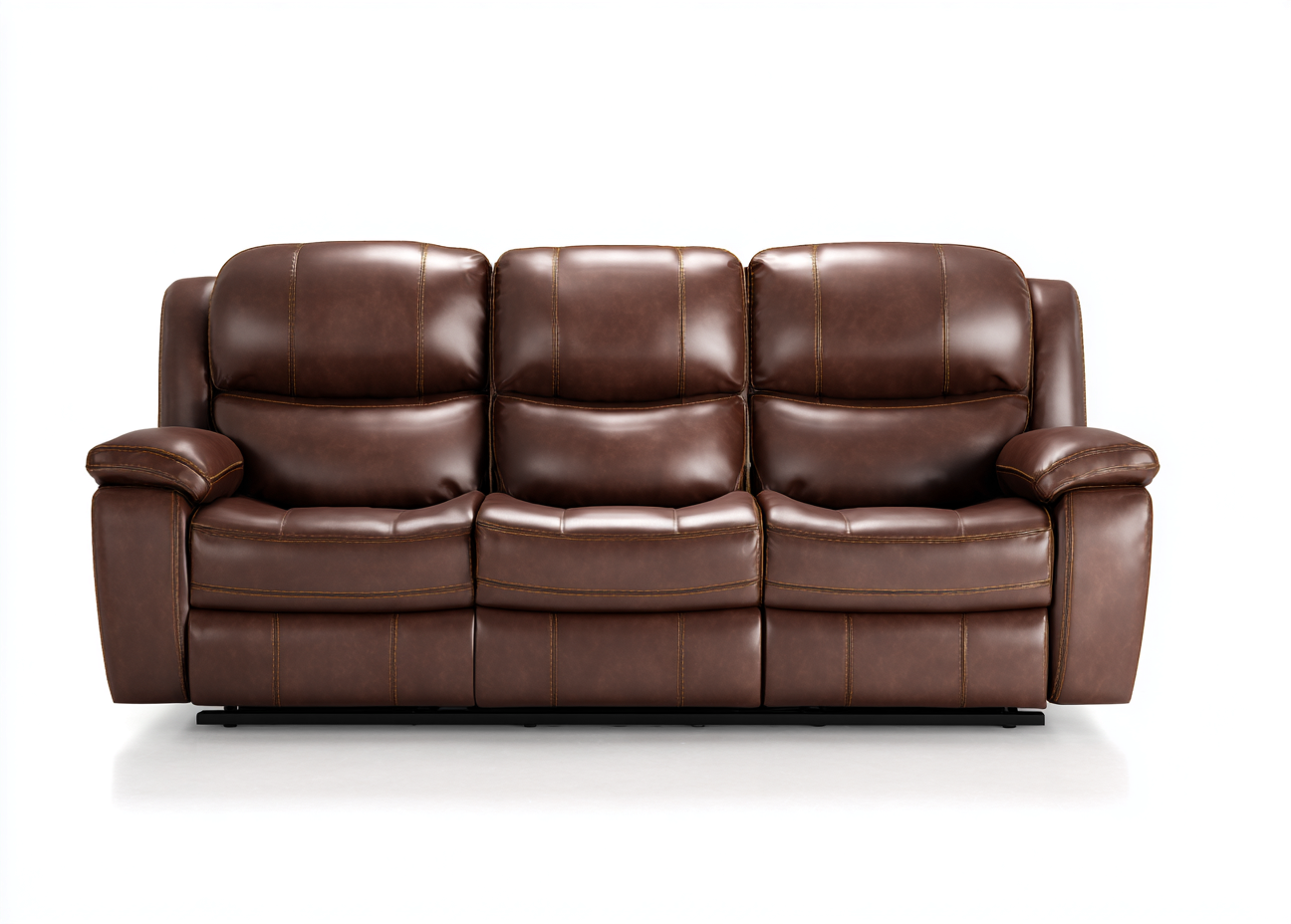 Sofás 3 plazas de piel sintética 210x92x98 cm - marrón - diseño cómodo para salón-Dengethaus