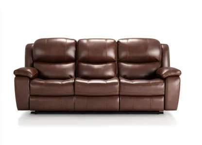 Sofás 3 plazas de piel sintética 210x92x98 cm - marrón - diseño cómodo para salón-Dengethaus