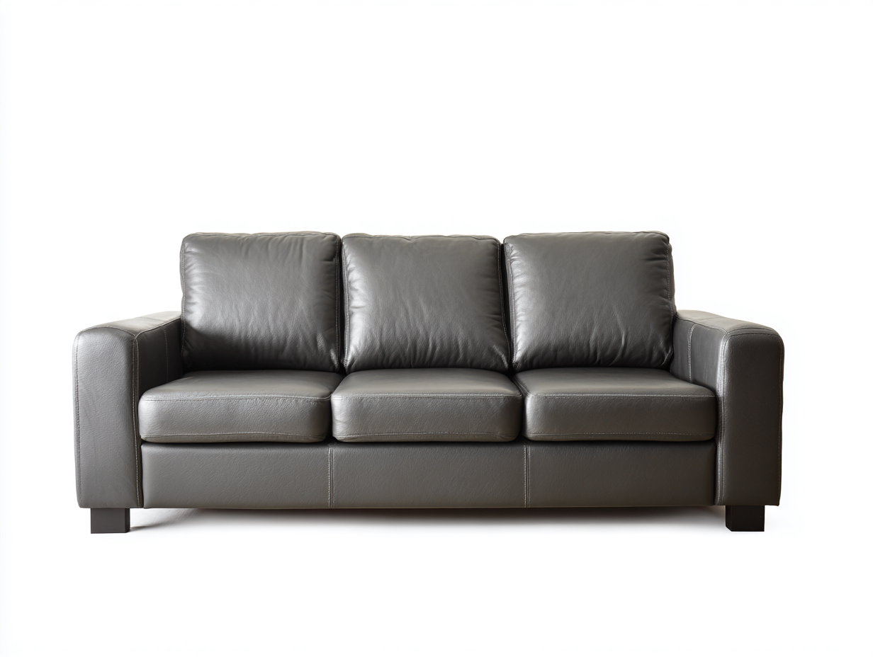 Sofás 3 plazas piel sintética 210x90x85 cm gris oscuro moderno-Dengethaus