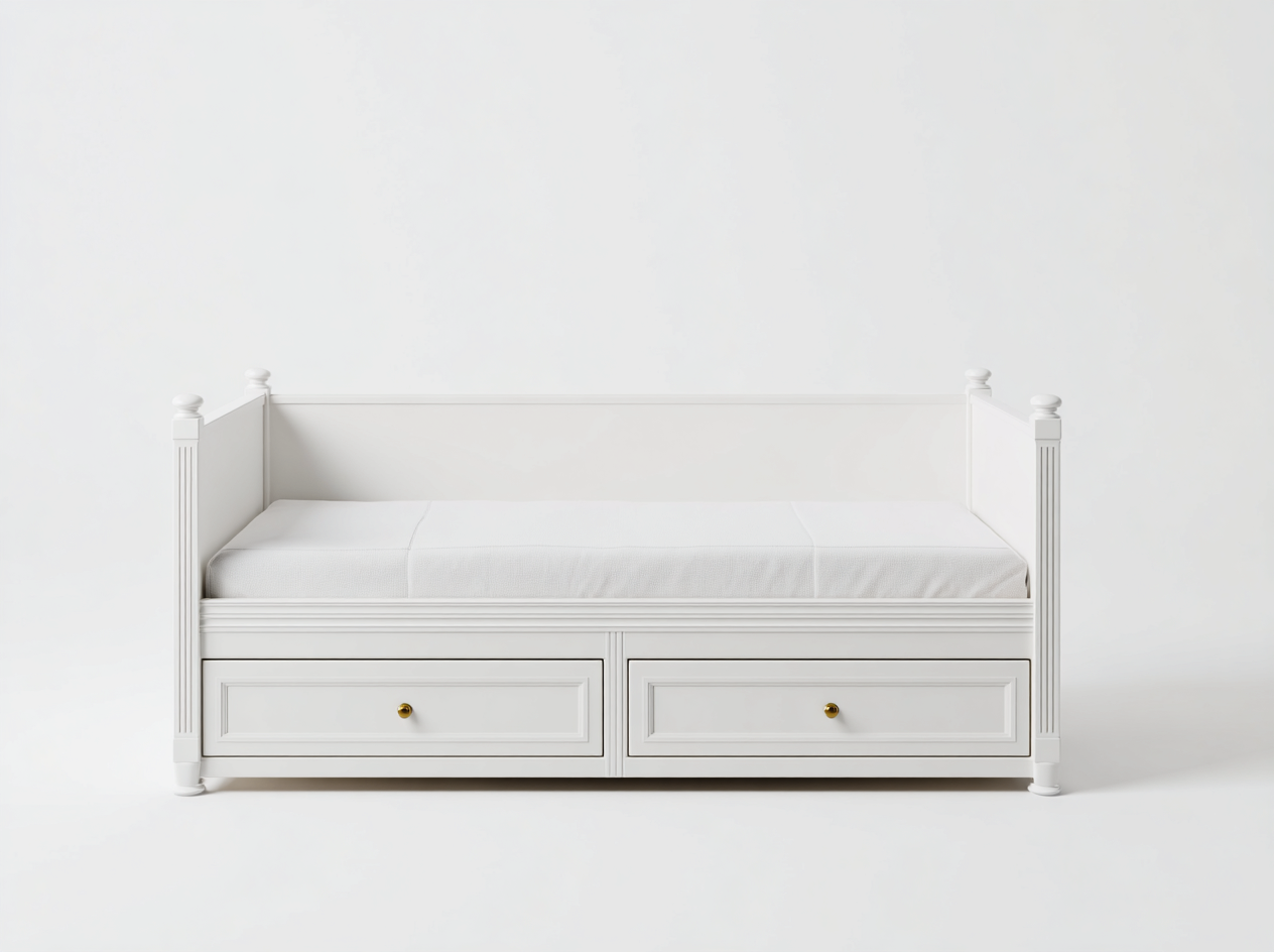 Sofás cama madera 200x90x80 cm blanco estilo clásico-Dengethaus