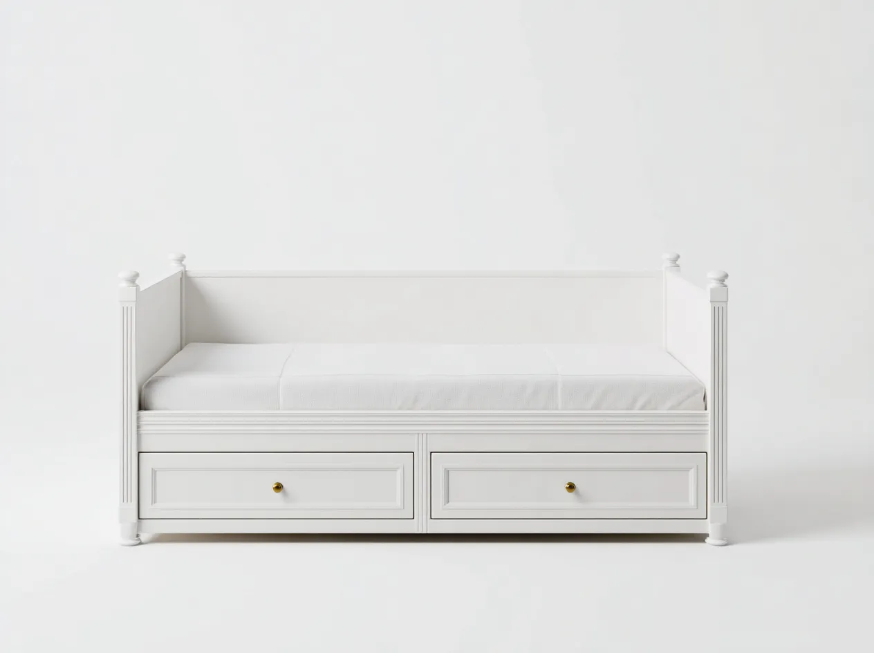 Sofás cama madera 200x90x80 cm blanco estilo clásico-Dengethaus