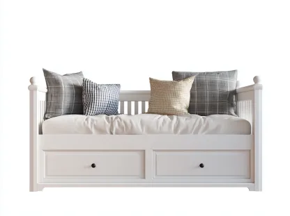 Sofás cama con cajones 200x90x90 cm - madera y tela - blanco - diseño clásico-Dengethaus