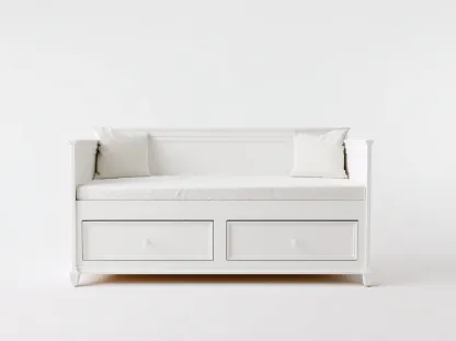Sofás cama madera blanca con cajones 200x90x85 cm diseño clásico salón-Dengethaus