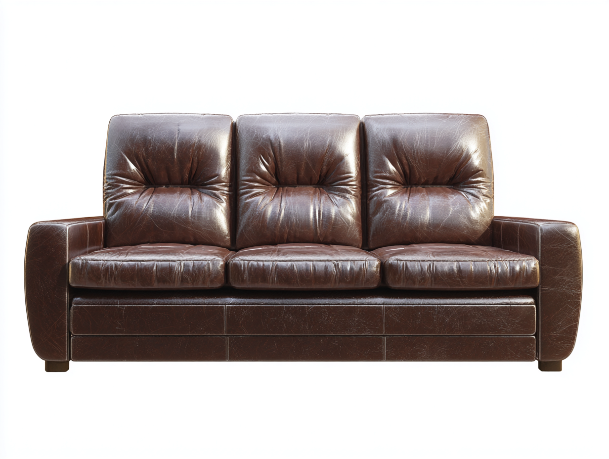 Sofás 3 plazas de piel sintética 215x92x88 cm - marrón - diseño clásico-Dengethaus