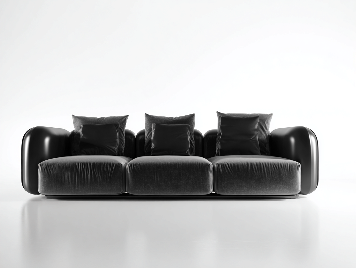 Sofás 3 plazas terciopelo gris oscuro 220x95x78 cm diseño moderno salón-Dengethaus