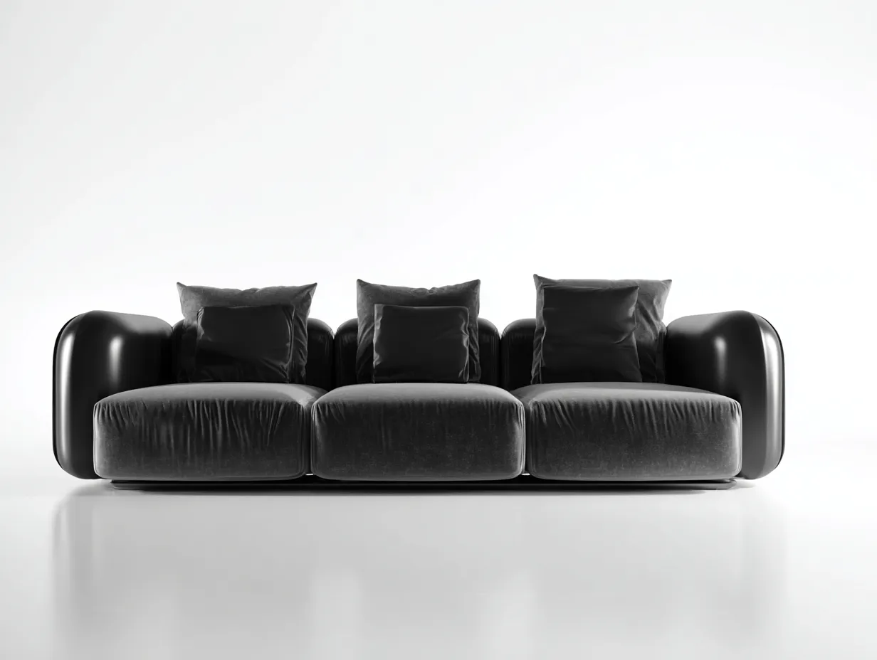 Sofás 3 plazas terciopelo gris oscuro 220x95x78 cm diseño moderno salón-Dengethaus