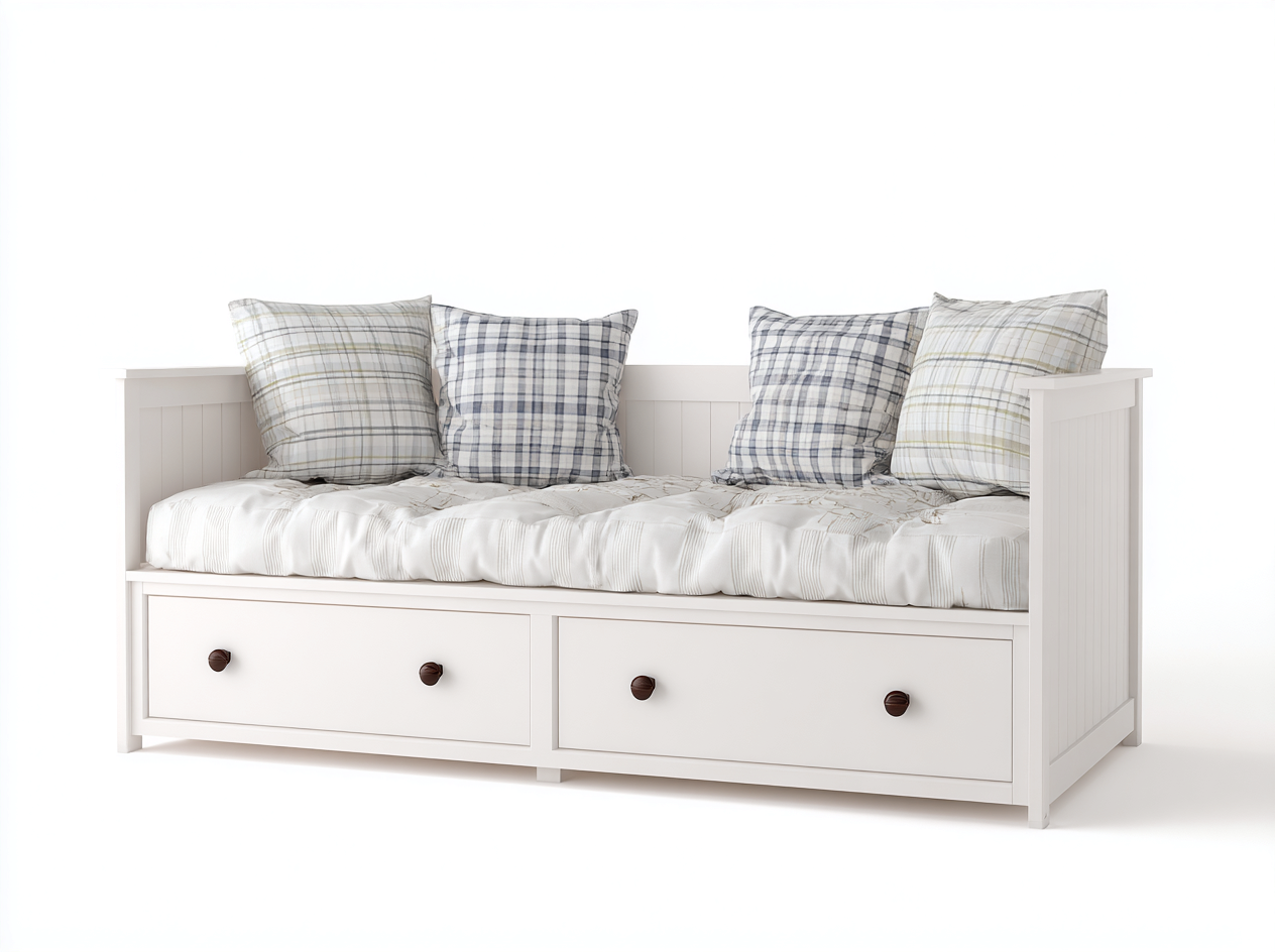 Sofás cama de madera con cajones 205x92x88 cm - blanco - diseño funcional para salón y dormitorio-Dengethaus