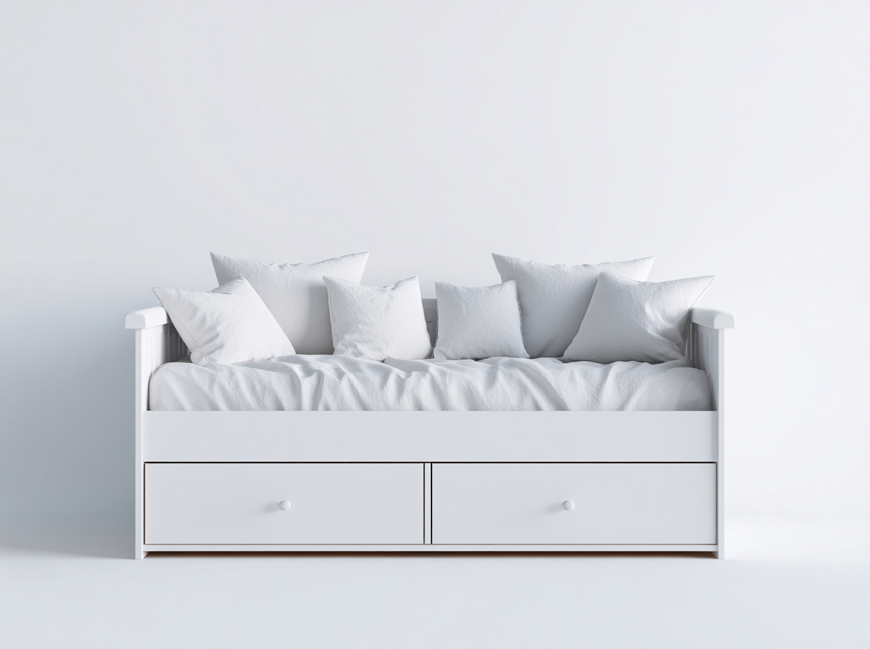 Sofás cama de madera con 2 cajones 200x90x88 cm - blanco - diseño moderno funcional-Dengethaus