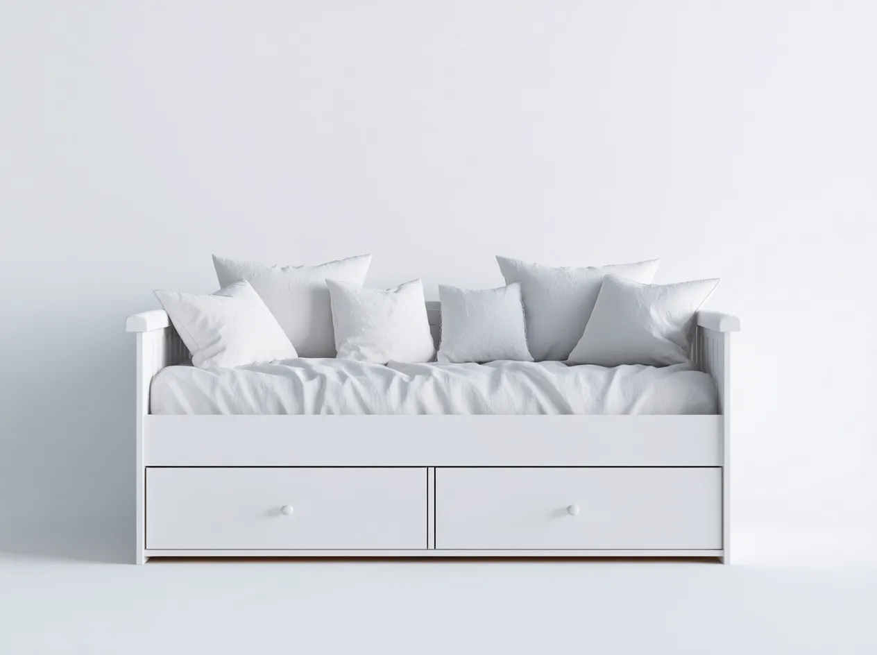 Sofás cama de madera con 2 cajones 200x90x88 cm - blanco - diseño moderno funcional-Dengethaus