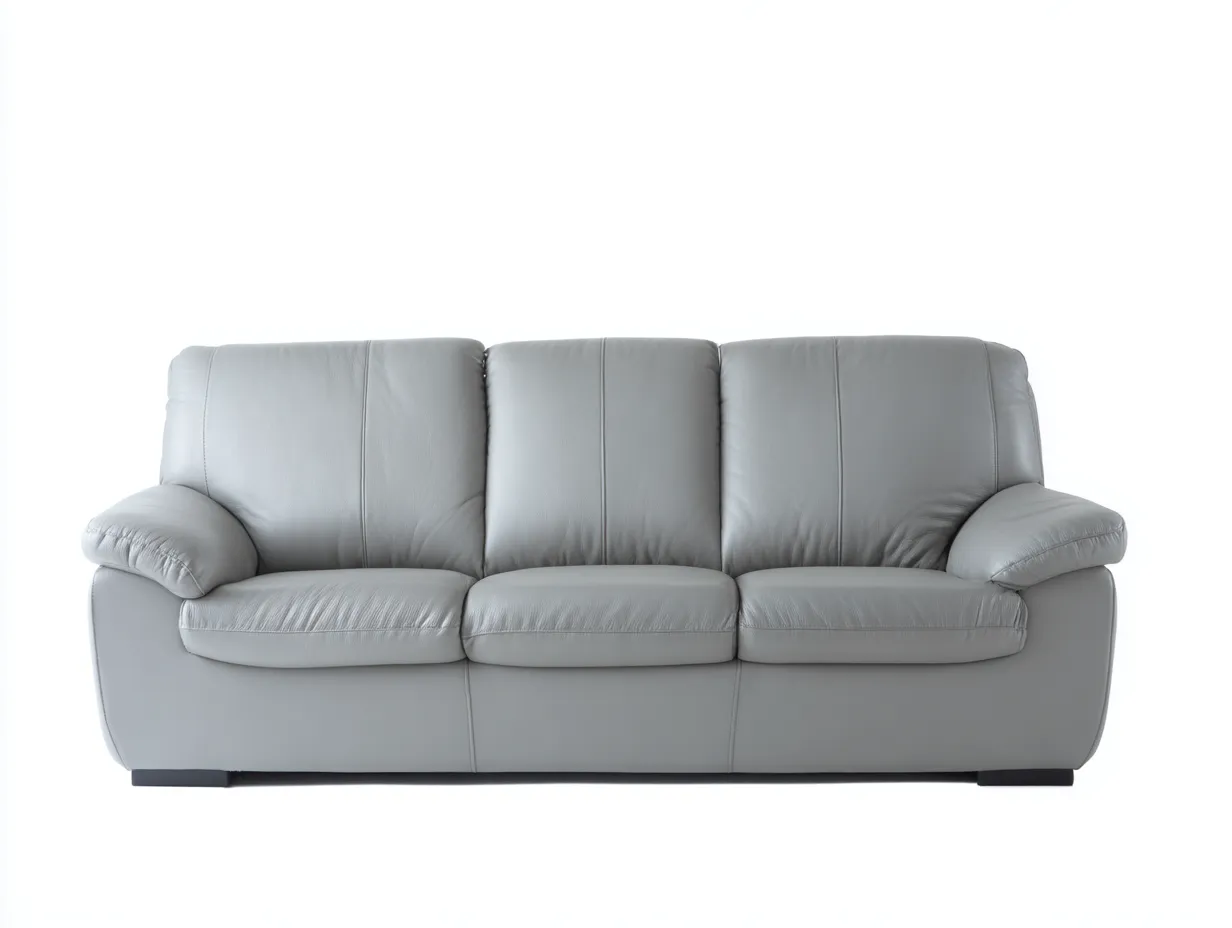 Sofás 3 plazas de piel 210x90x88 cm - gris - diseño moderno con reposabrazos acolchados-Dengethaus