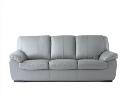 Sofás 3 plazas de piel 210x90x88 cm - gris - diseño moderno con reposabrazos acolchados-Dengethaus