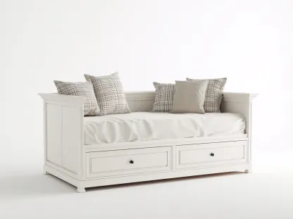 Sofás cama de madera con 2 cajones 200x95x90 cm - blanco - diseño clásico funcional-Dengethaus