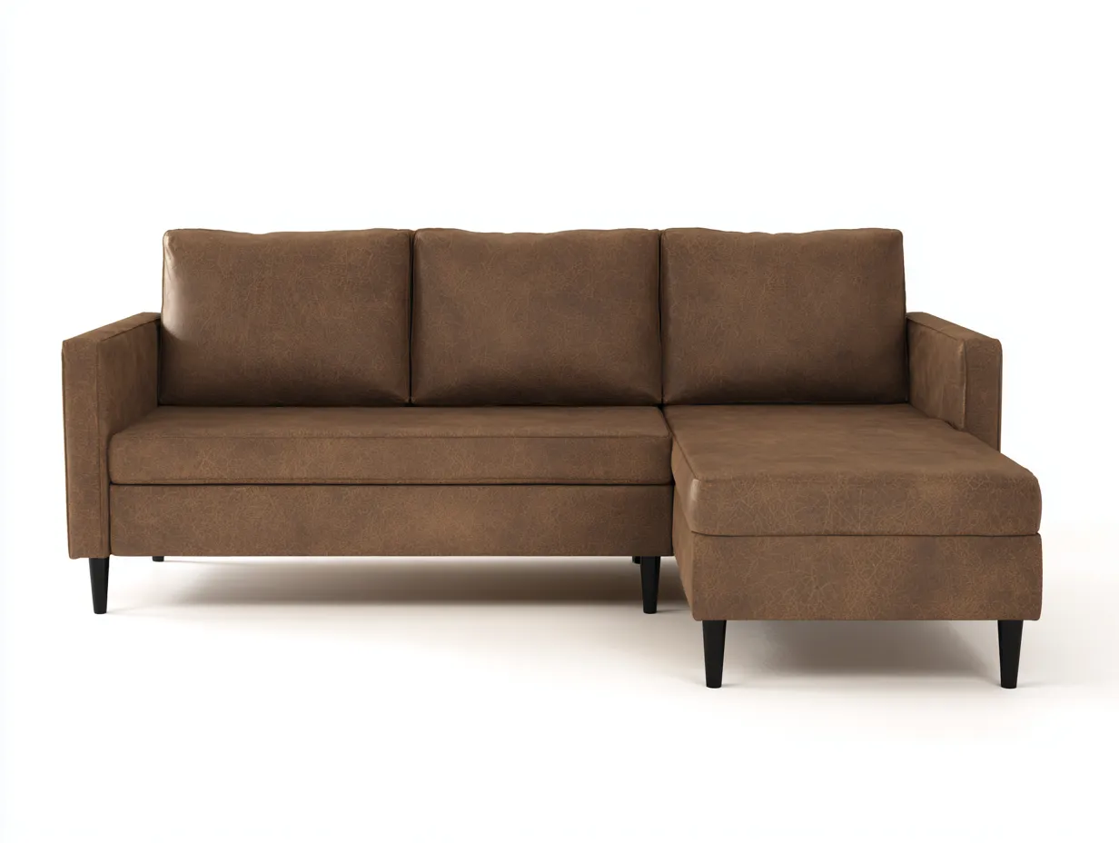 Sofás rinconeros piel sintética 245x150x85 cm marrón moderno-Dengethaus
