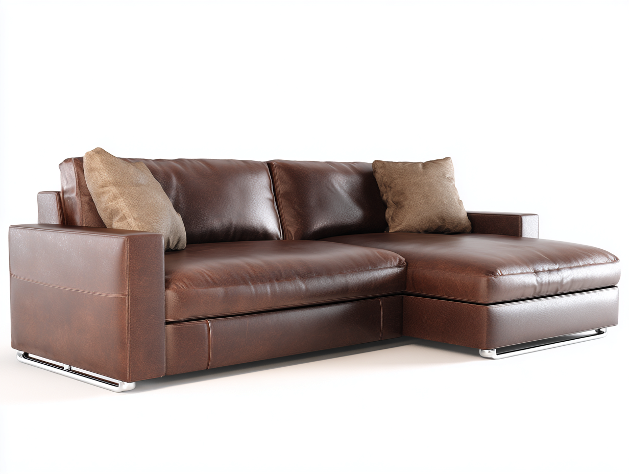 Sofás rinconeros de piel 240x160x85 cm - marrón - diseño moderno con chaise longue-Dengethaus