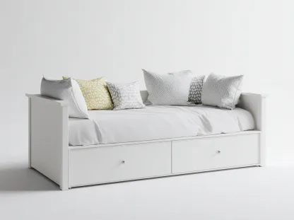 Sofás cama con 2 cajones 200x90x88 cm - madera y tela - blanco - diseño moderno-Dengethaus