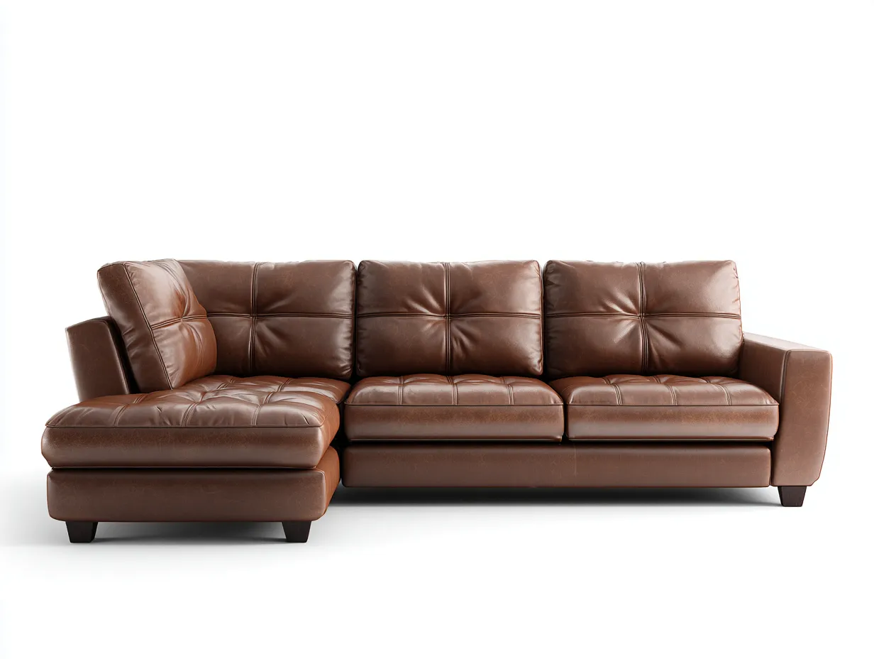 Sofás rinconeros de piel sintética 270x165x88 cm - marrón - diseño moderno-Dengethaus