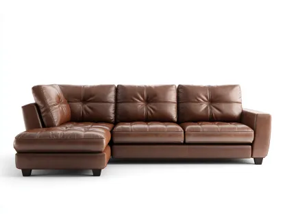 Sofás rinconeros de piel sintética 270x165x88 cm - marrón - diseño moderno-Dengethaus