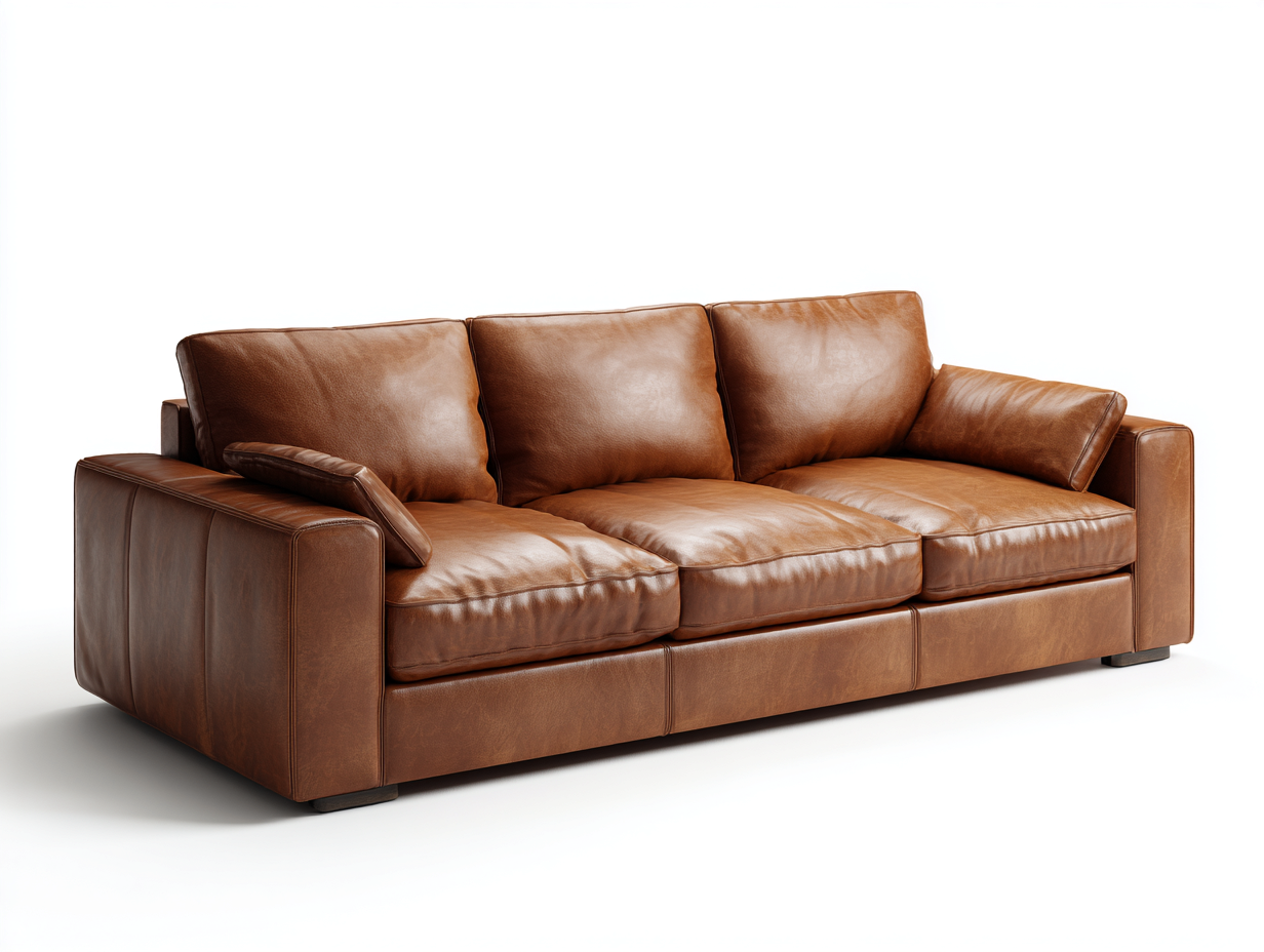 Sofás 3 plazas cuero sintético marrón 230x95x85 cm diseño moderno salón-Dengethaus