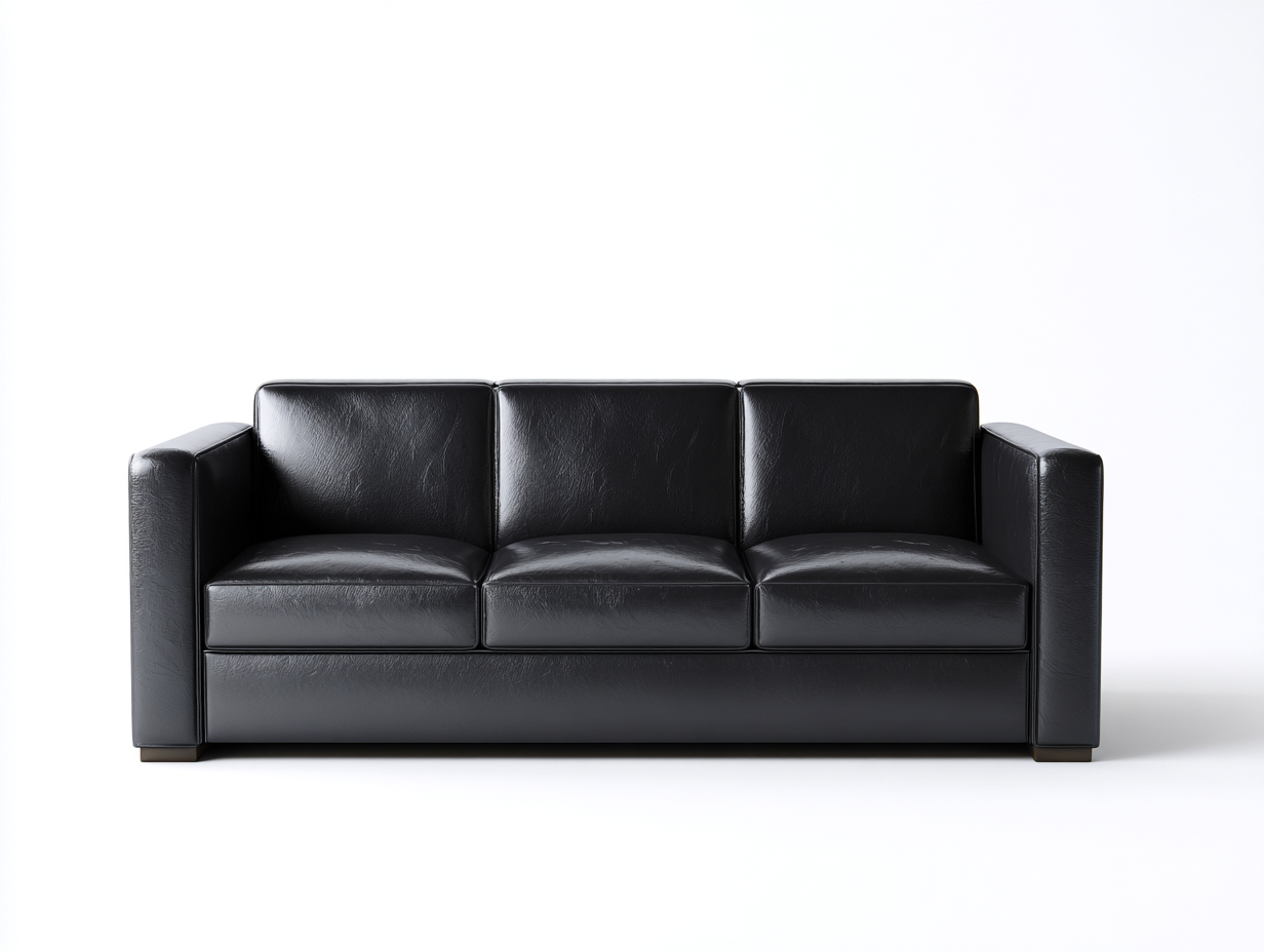 Sofás 3 plazas de piel sintética 210x90x85 cm - negro - diseño moderno-Dengethaus