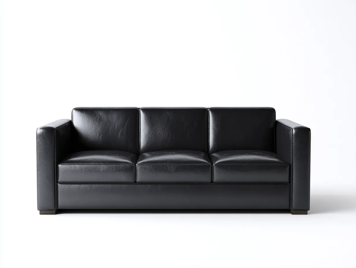 Sofás 3 plazas de piel sintética 210x90x85 cm - negro - diseño moderno-Dengethaus