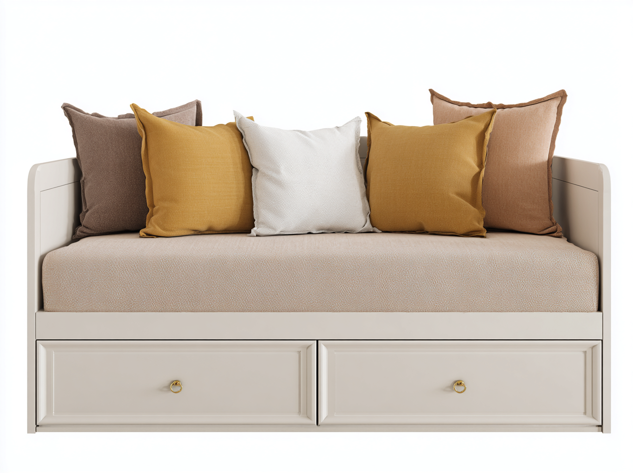 Sofás cama con cajones 200x90x85 cm - tela y madera - beige - diseño moderno-Dengethaus