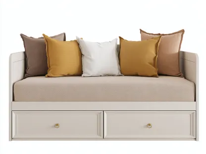 Sofás cama con cajones 200x90x85 cm - tela y madera - beige - diseño moderno-Dengethaus