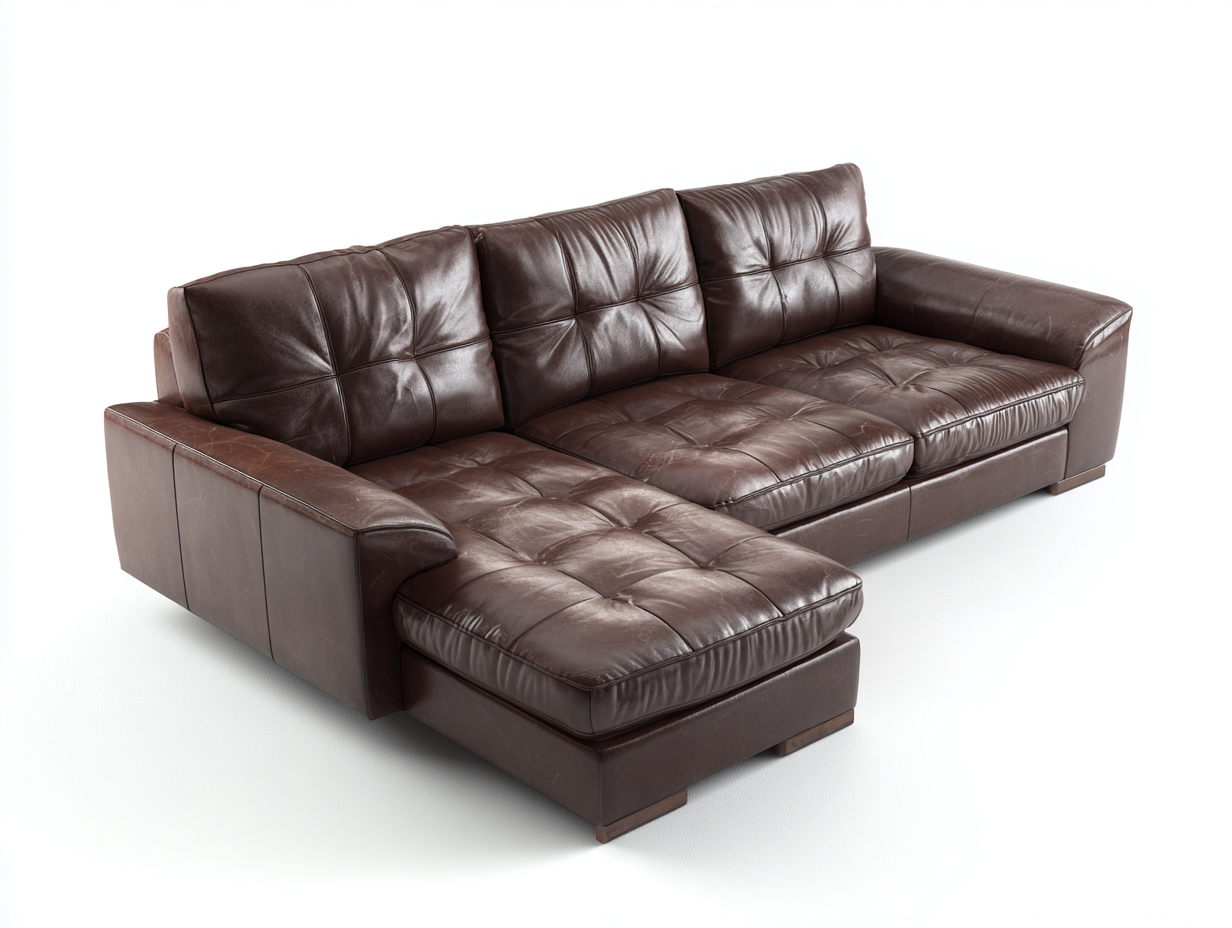 Sofás rinconeros de piel sintética acolchada 255x165x88 cm - marrón - diseño cómodo para salón-Dengethaus