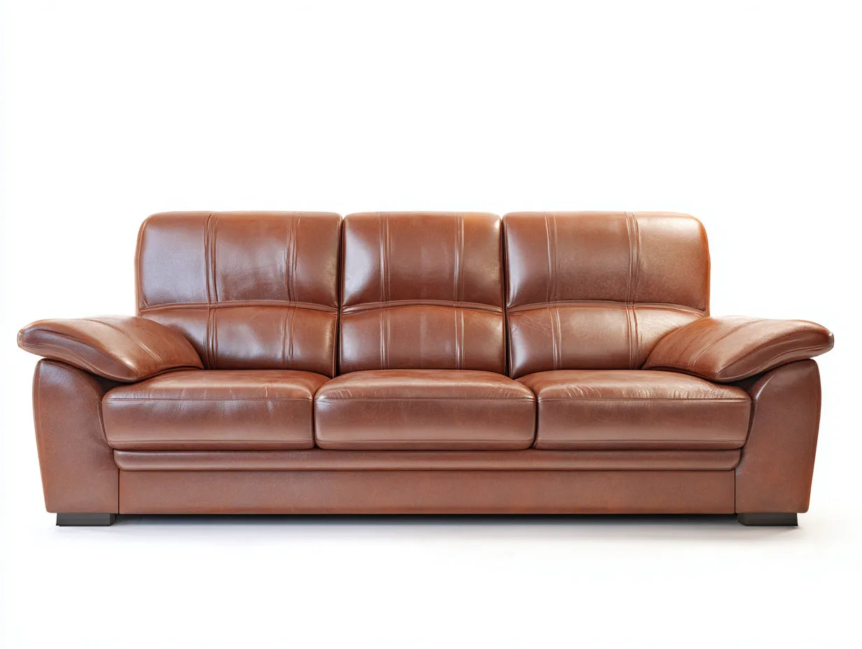 Sofás 3 plazas de piel sintética 215x95x100 cm - marrón - diseño elegante para salón-Dengethaus