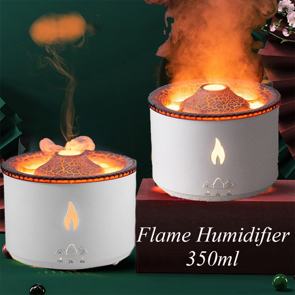 Flame humidifier with decorative elements on a dark background