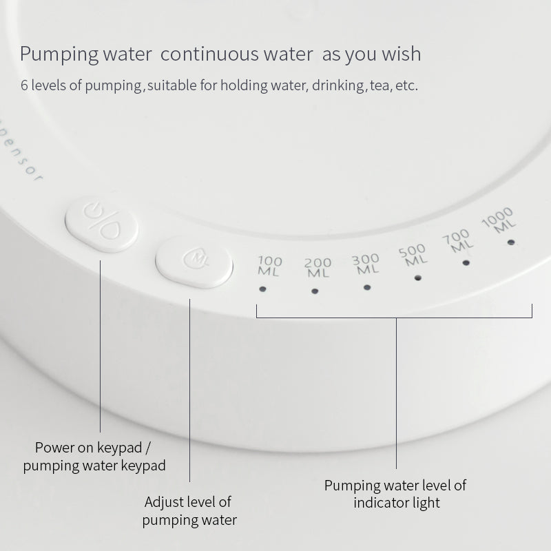Control panel of a water dispenser with pumping water levels and indicators.