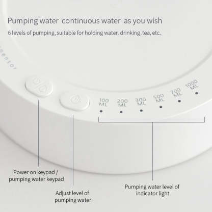 Control panel of a water dispenser with pumping water levels and indicators.