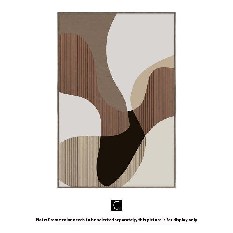 Abstract art print with wavy lines in brown, beige, and black on a white background