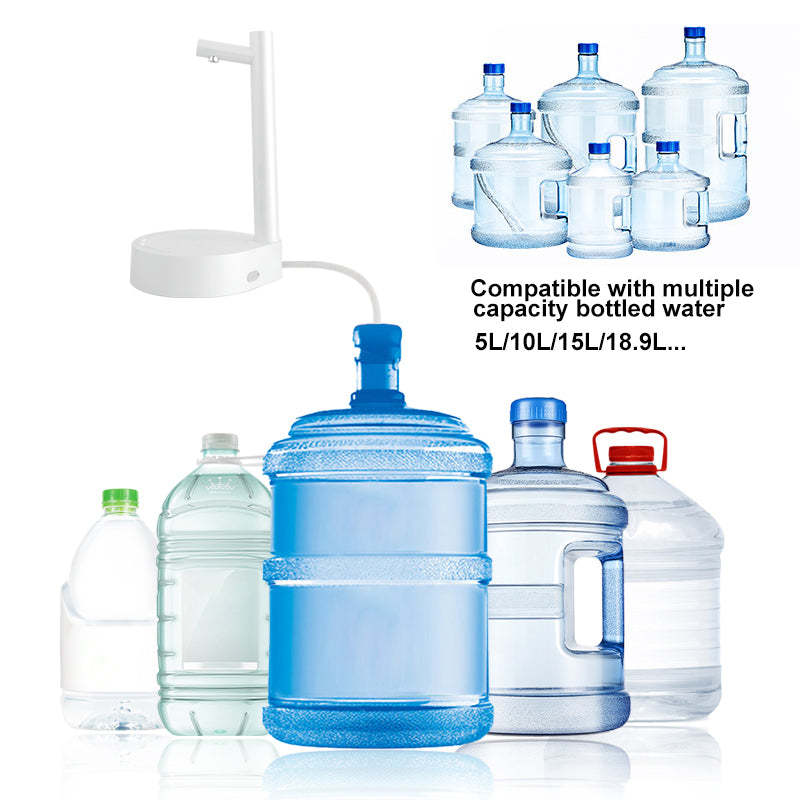 Collection of various water bottles with a pump on a white background
