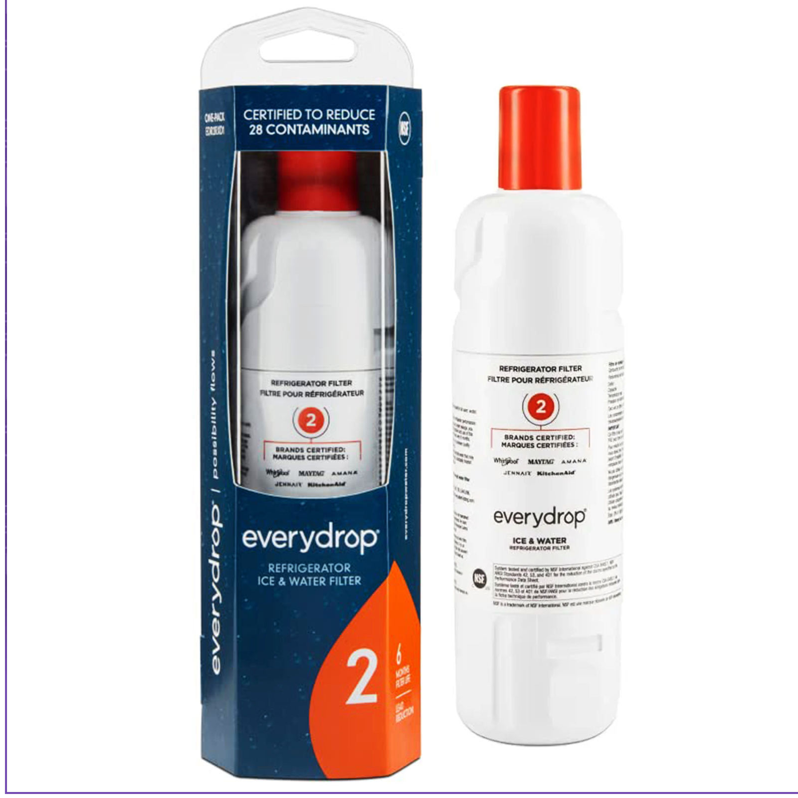 EDR2RXD1 Filter 2, ICE Refrigerator Water Filter, WHR2RXD1, W10413645A