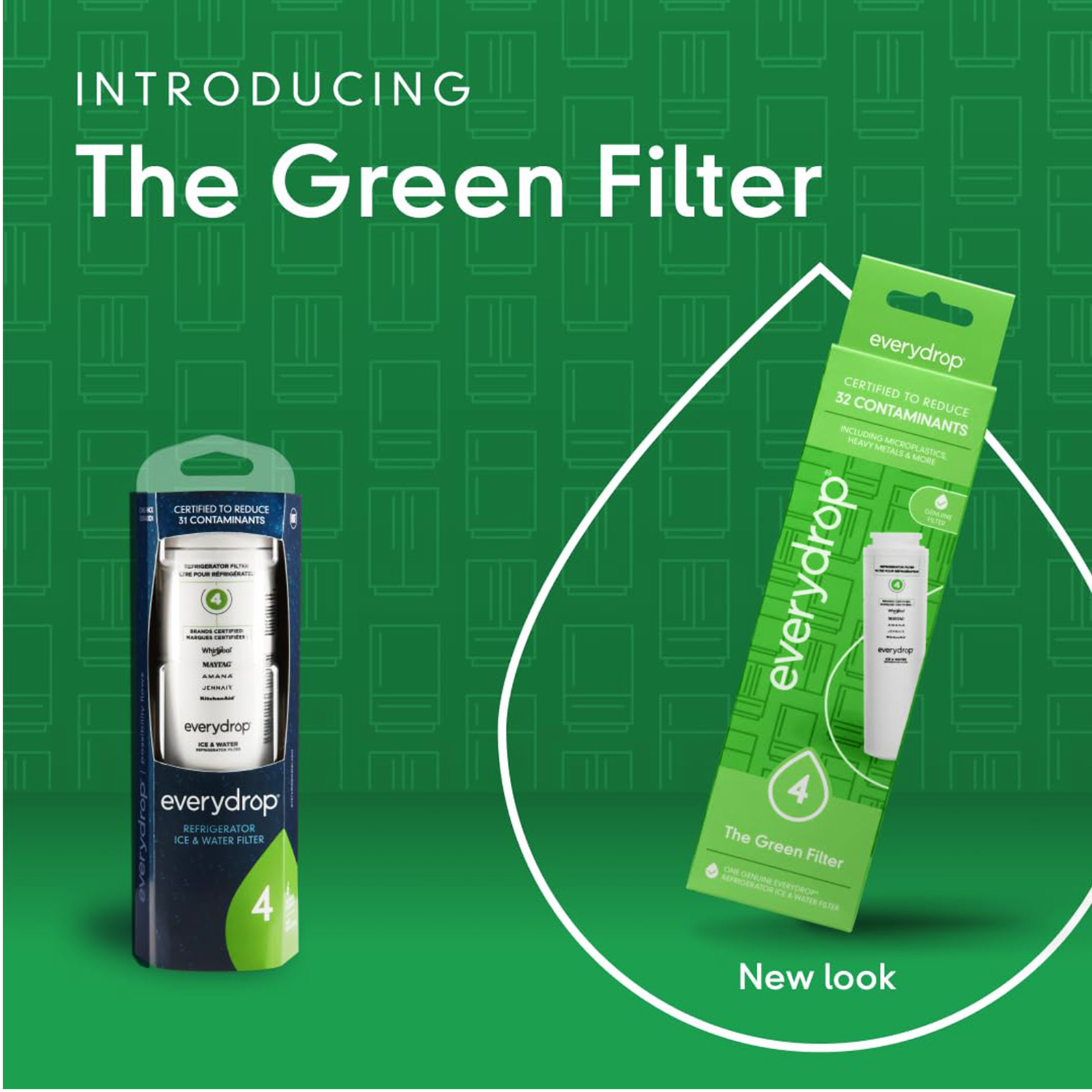 EDR4RXD1 Filter 4, ICE Refrigerator Water Filter, 4396395, UKF8001