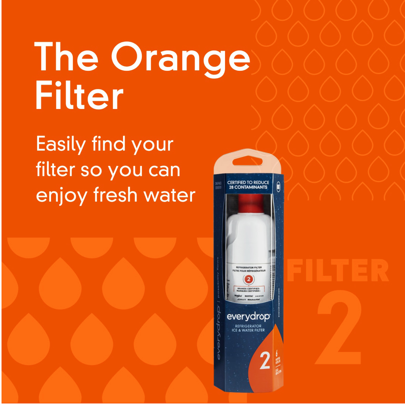 EDR2RXD1 Filter 2, ICE Refrigerator Water Filter, WHR2RXD1, W10413645A