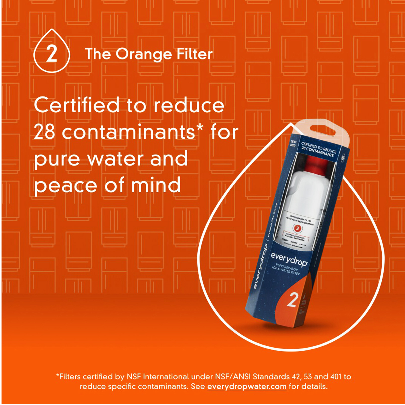 EDR2RXD1 Filter 2, ICE Refrigerator Water Filter, WHR2RXD1, W10413645A