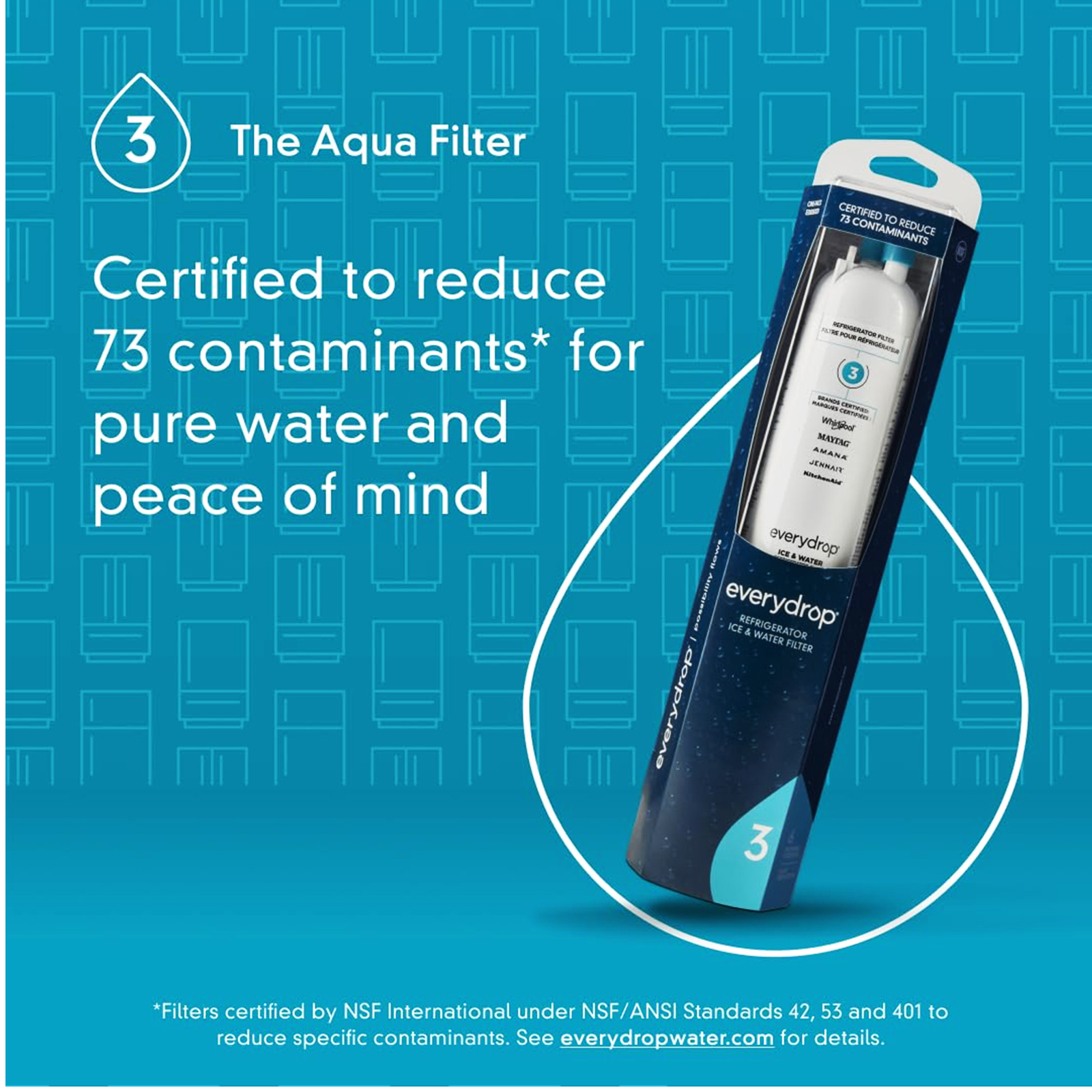 EDR3RXD1 Filter 3, ICE Refrigerator Water Filter, 4396710, 4396841