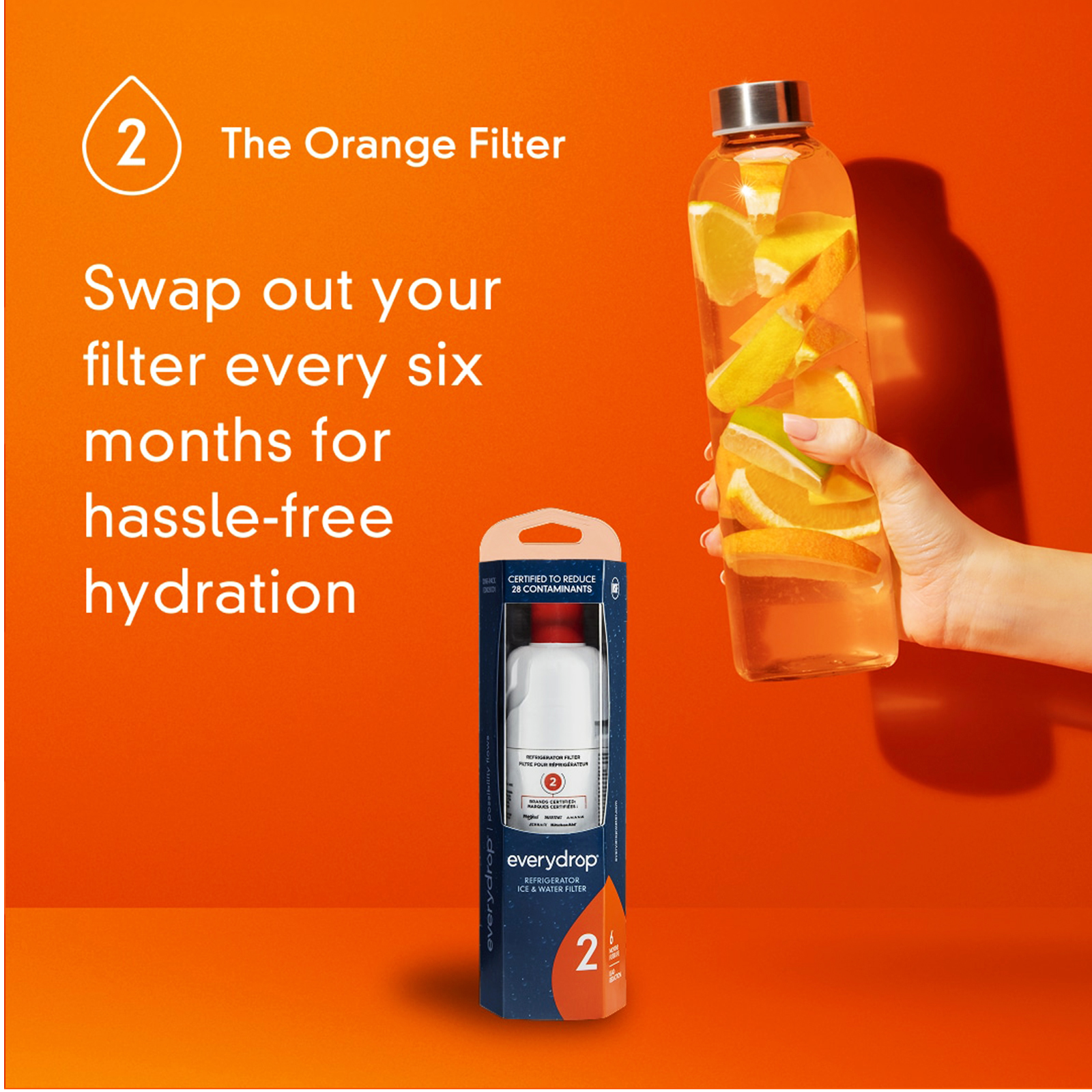 EDR2RXD1 Filter 2, ICE Refrigerator Water Filter, WHR2RXD1, W10413645A